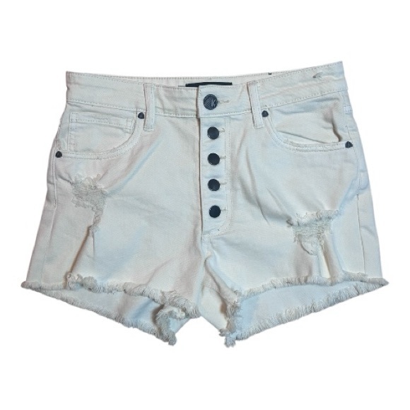 Kut From The Kloth Jane High Rise Short Size 0 Off White/Cream Ivory Distressed - Picture 2 of 11
